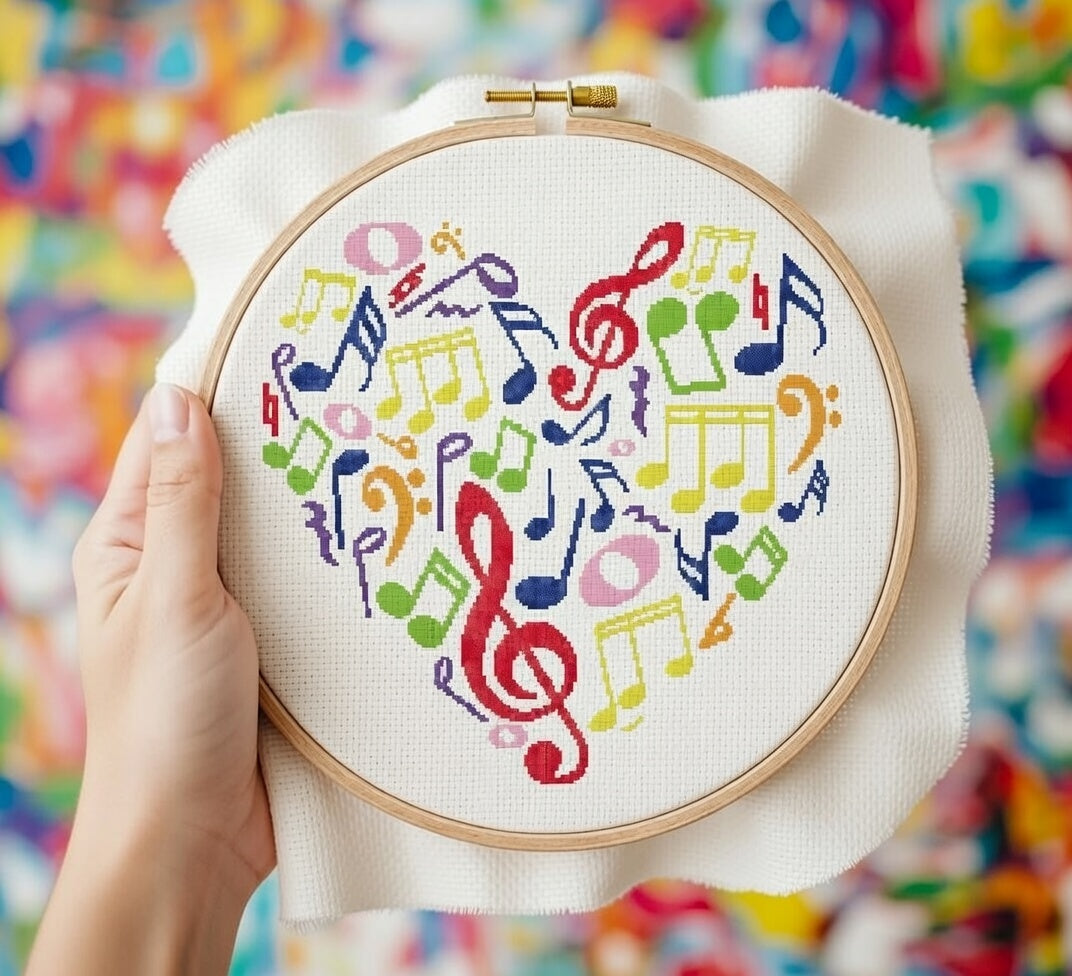 Music Notes Rainbow Heart