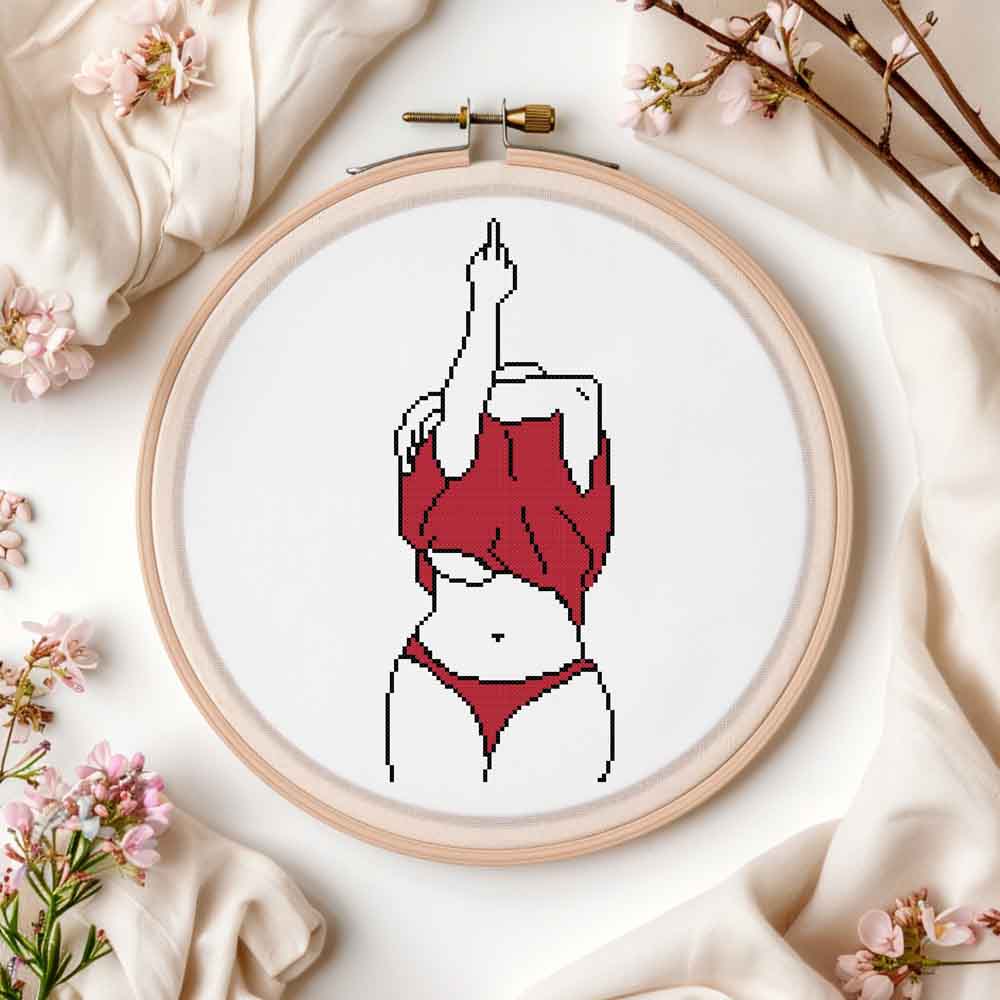 Subversive Middle Finger Female Women Feminine Cross Stitch Kit