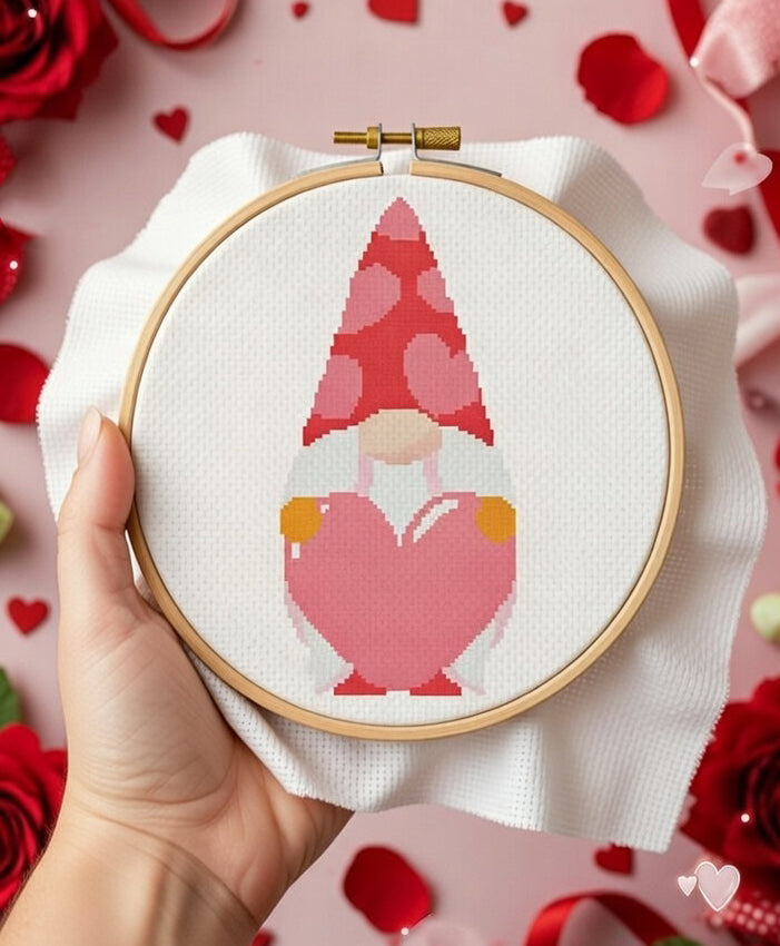 Valentine Gnome Pink Heart