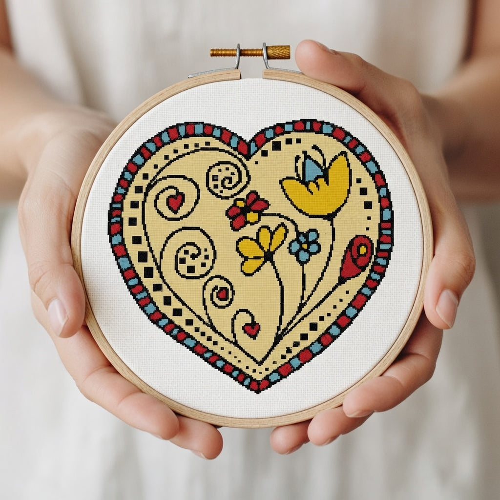 Valentine Yellow Heart and Tulip Flowers