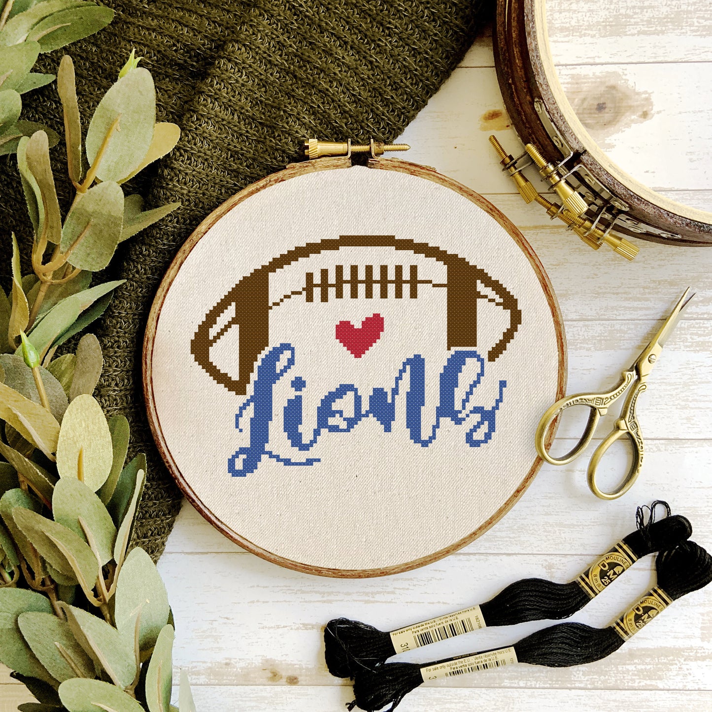 Detroit Football Cross Stitch Pattern