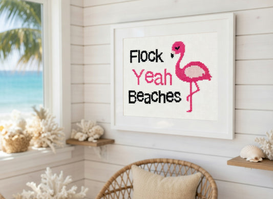 Pink Flamingo "Flock Yeah Beaches" Quote