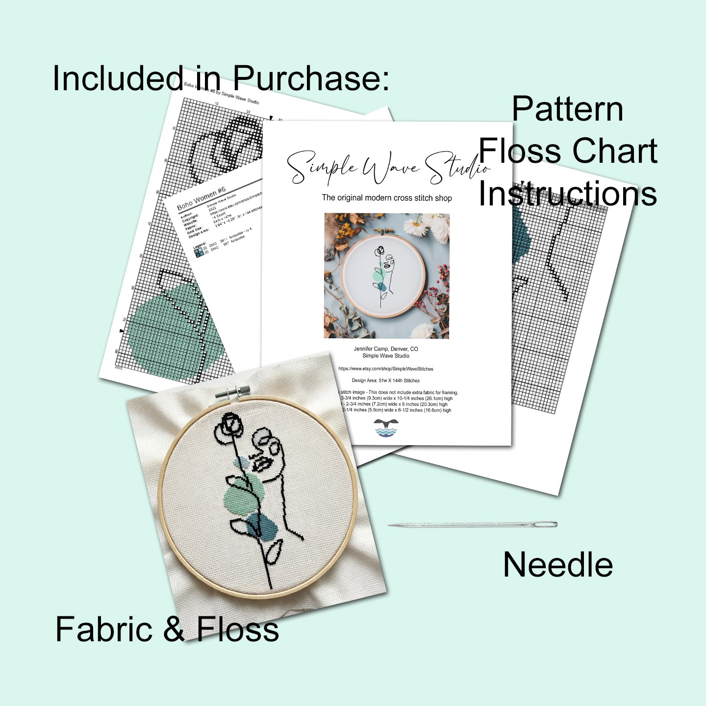 Boho Abstract Flower Figure Line Art