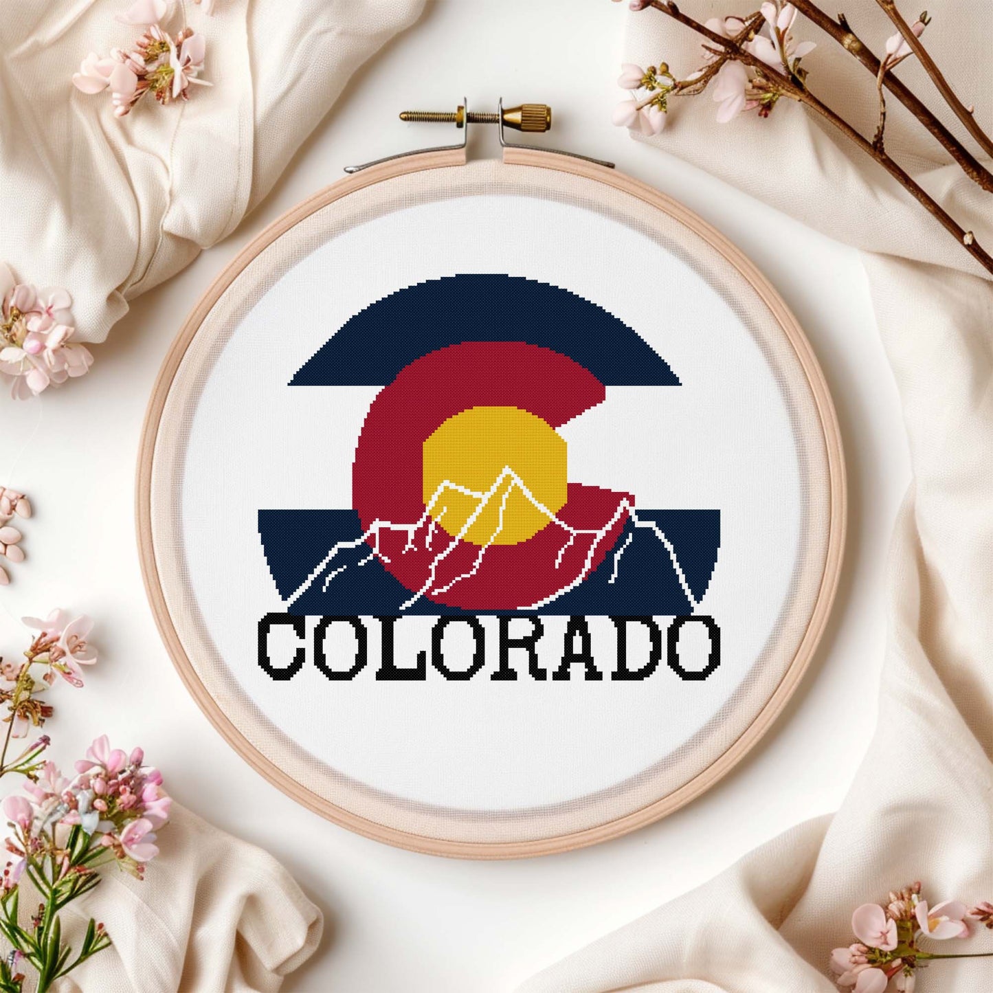Colorado Flag and Mountains
