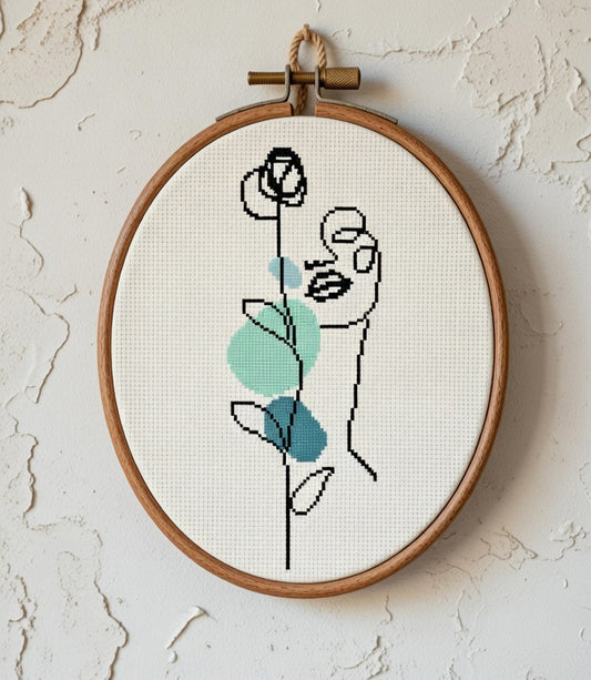 Boho Abstract Flower Figure Line Art