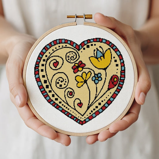 Valentine Yellow Heart and Tulip Flowers