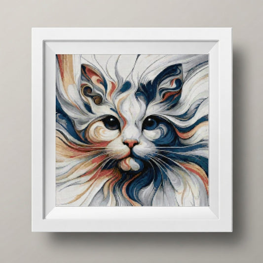 Cat in Orange and Blue Swirl