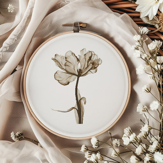 Poppy Flower in Translucent Monochrome