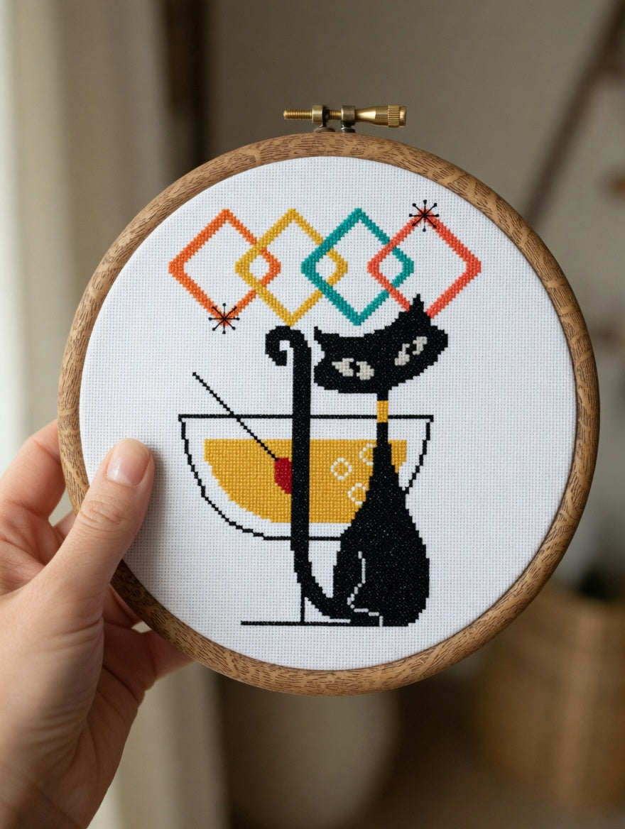 TEN PATTERN BUNDLE - Mid Century Atomic Black Cat