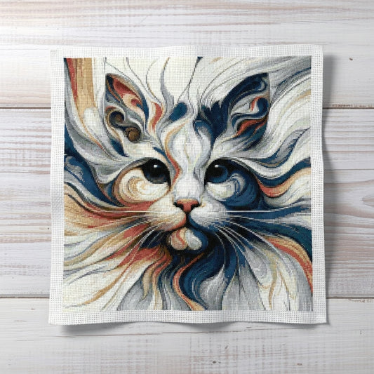 Cat in Orange and Blue Swirl