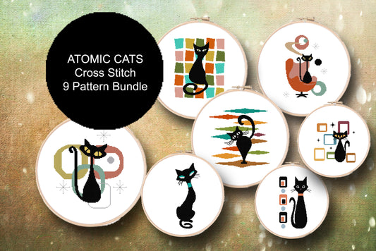 NINE PATTERN BUNDLE - Mid Century Atomic Black Cat