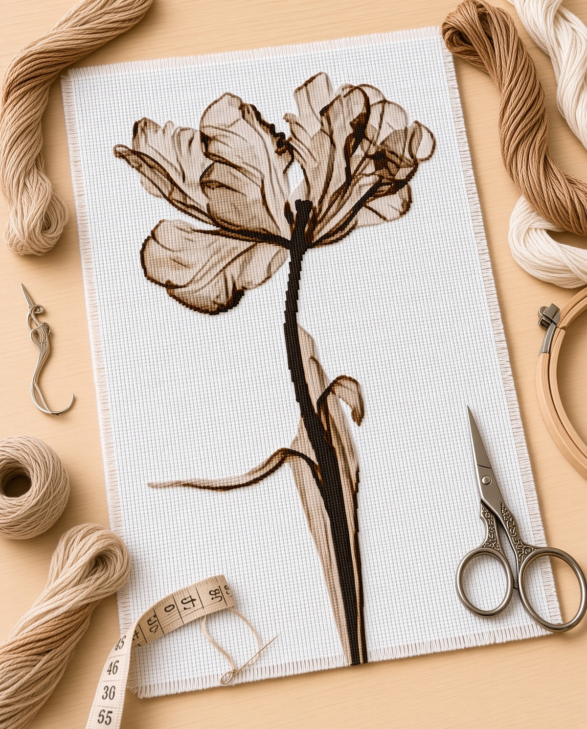 Poppy Flower in Translucent Monochrome