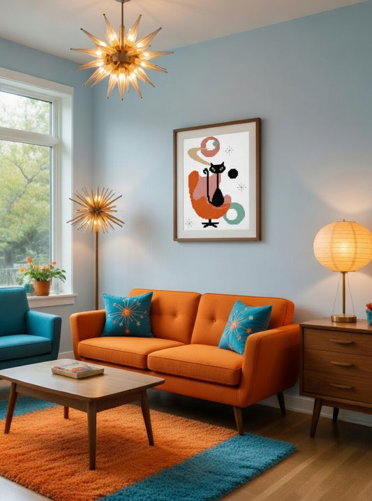 Atomic Black Cat in a Chair